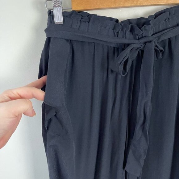 Womens Anthropologie Cartonnier Black Paperbag Tapered Leg Crepe Pants pockets - Picture 7 of 13